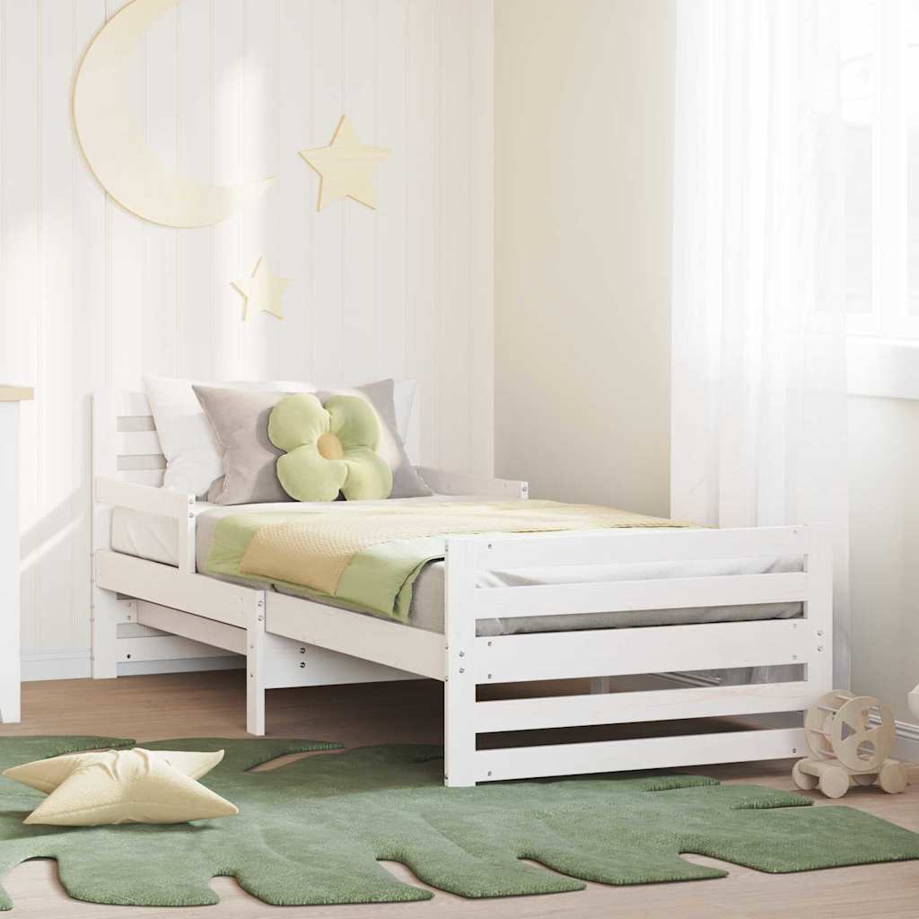 Rám Postele S Čelo Bílá 80 X 200 Cm Kompozitní Dřevo