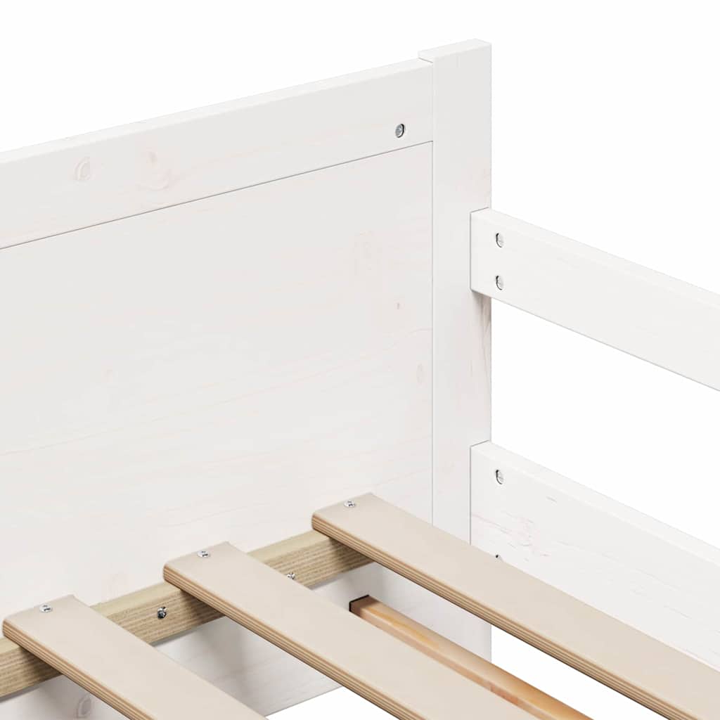 Rám Postele S Čelo Bílá 80 X 200 Cm Kompozitní Dřevo