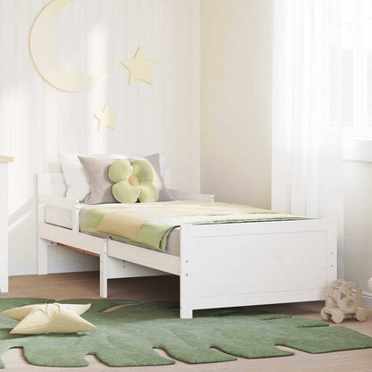 Rám Postele S Čelo Bílá 80 X 200 Cm Kompozitní Dřevo