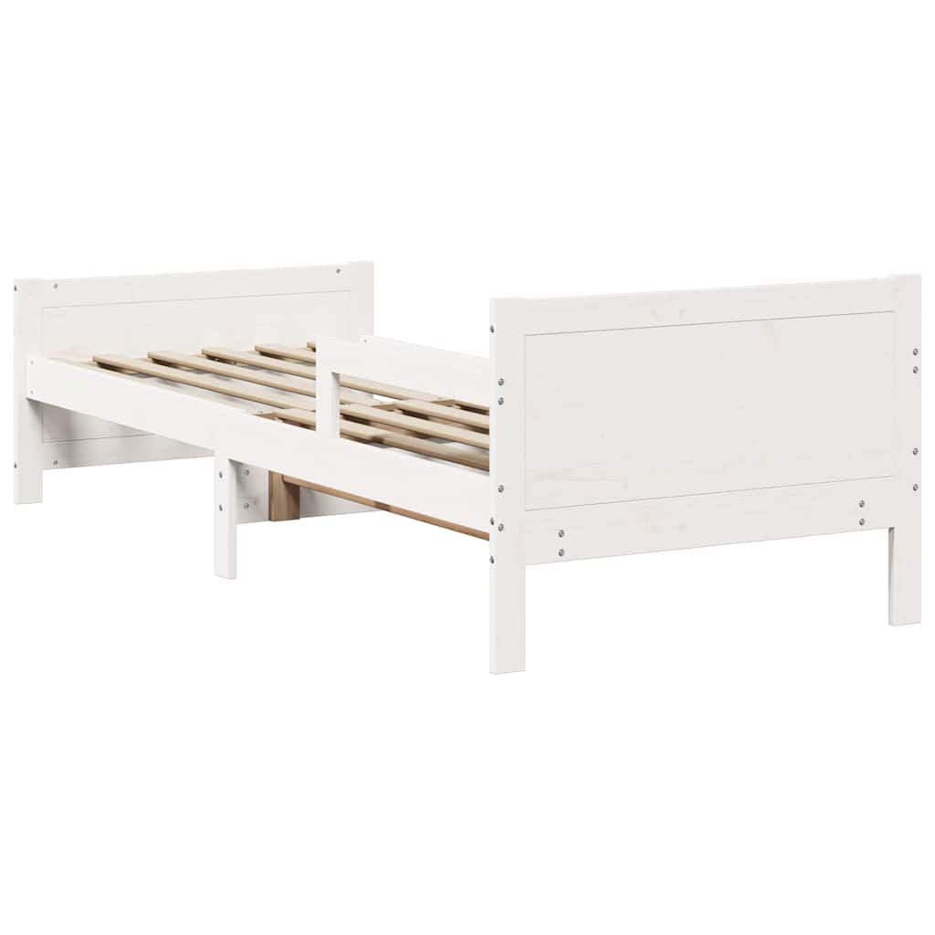 Rám Postele S Čelo Bílá 80 X 200 Cm Kompozitní Dřevo