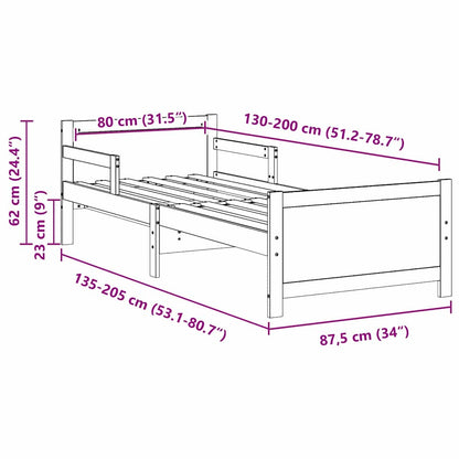 Rám Postele S Čelo Bílá 80 X 200 Cm Kompozitní Dřevo