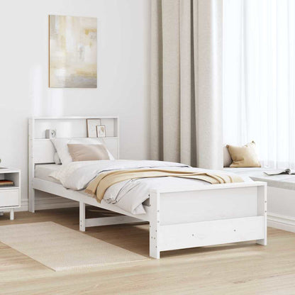 Rám Postele S Čelo Bílá 90 X 200 Cm Kompozitní Dřevo