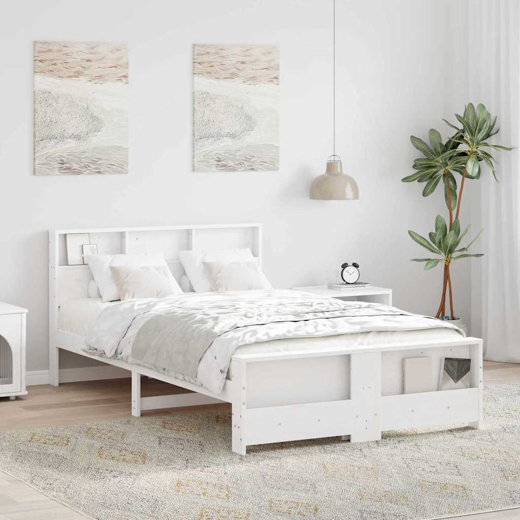 Rám Postele S Čelo Bílá 140 X 190 Cm Kompozitní Dřevo