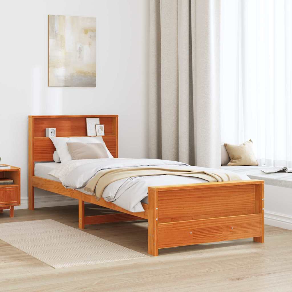 Rám Postele S Čelo Voskově Hnědá 90 X 190 Cm Kompozitní Dřevo