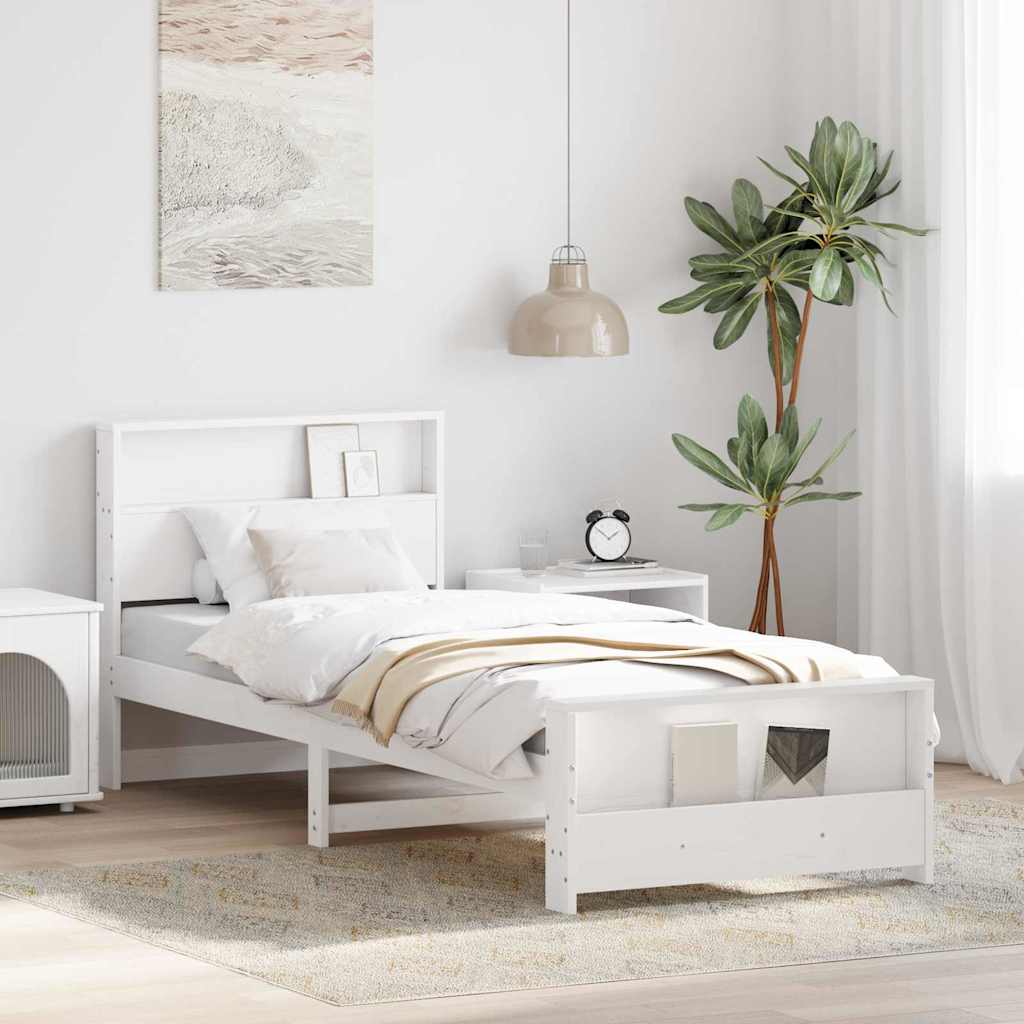 Rám Postele S Čelo Bílá 75 X 190 Cm Kompozitní Dřevo