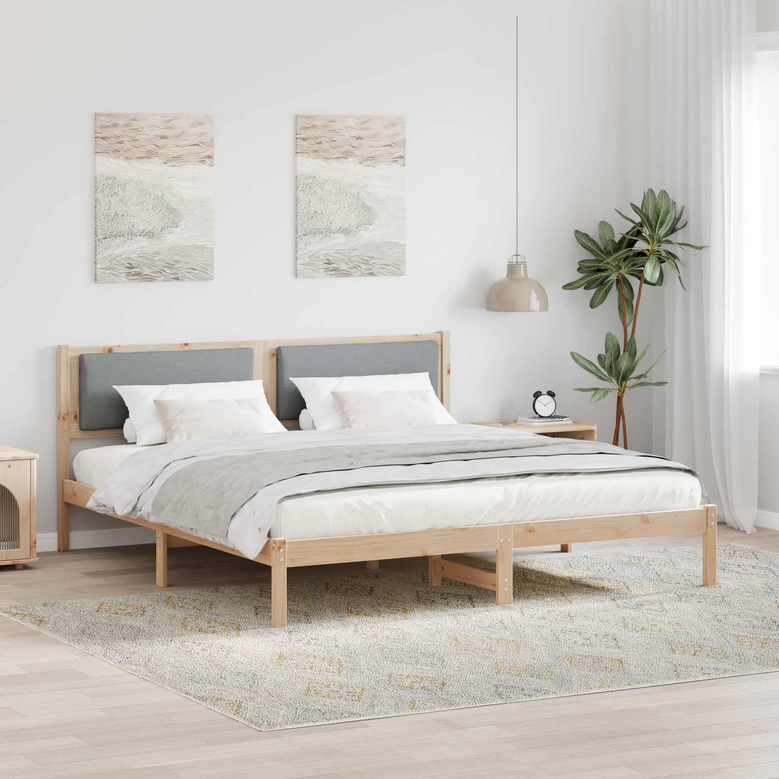 Rám Postele Světle Šedá 180 X 200 Cm Masivní Borové Dřevo