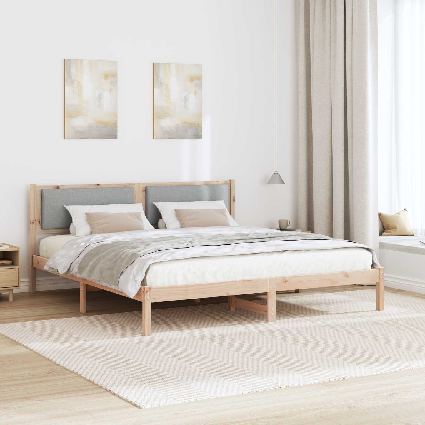 Rám Postele Světle Šedá 180 X 200 Cm Masivní Borové Dřevo