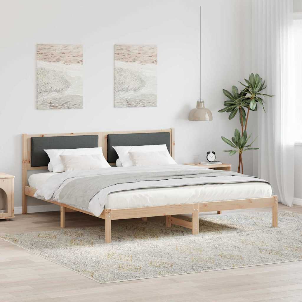 Rám Postele S Čelo Tmavě Šedá 180 X 200 Cm Masivní Borové Dřevo