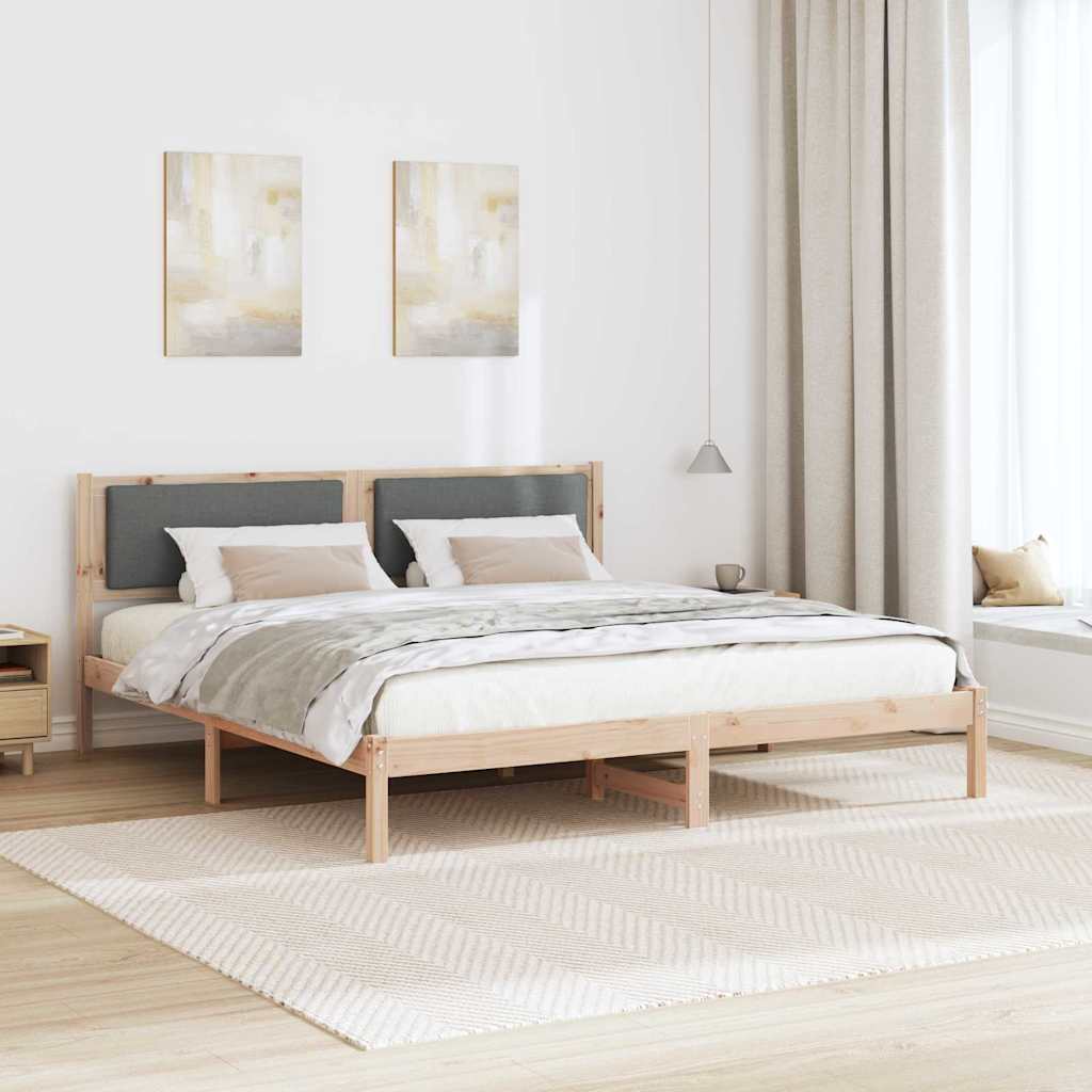 Rám Postele S Čelo Tmavě Šedá 180 X 200 Cm Masivní Borové Dřevo