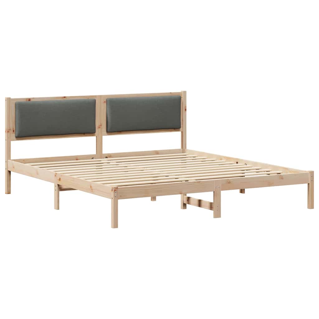 Rám Postele S Čelo Tmavě Šedá 180 X 200 Cm Masivní Borové Dřevo