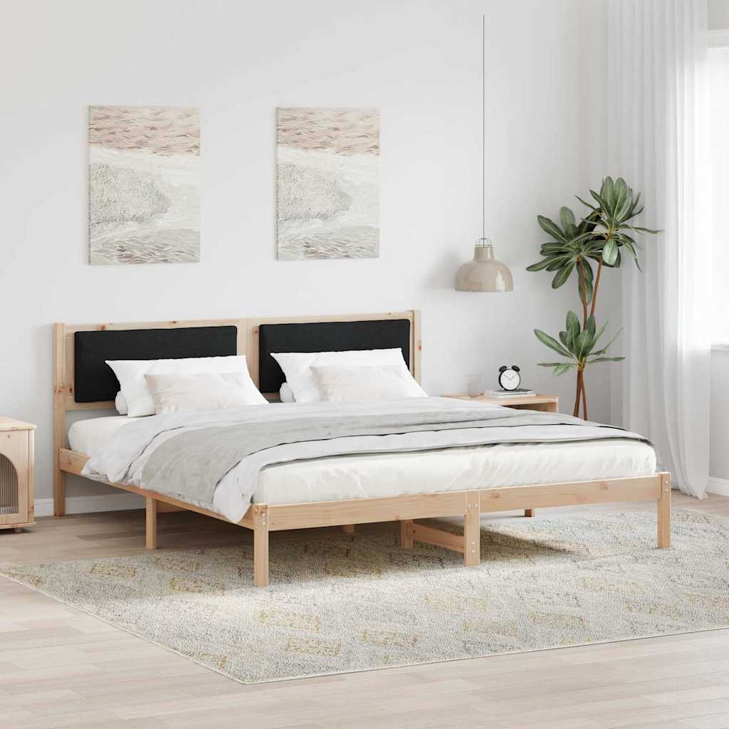 Rám Postele S Čelo Černá 180 X 200 Cm Masivní Borové Dřevo