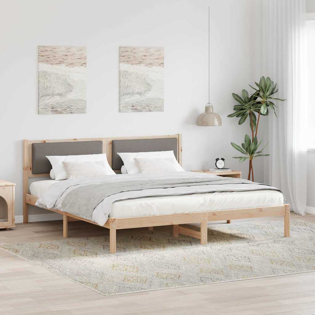 Rám Postele S Čelo Taupe 180 X 200 Cm Masivní Borové Dřevo