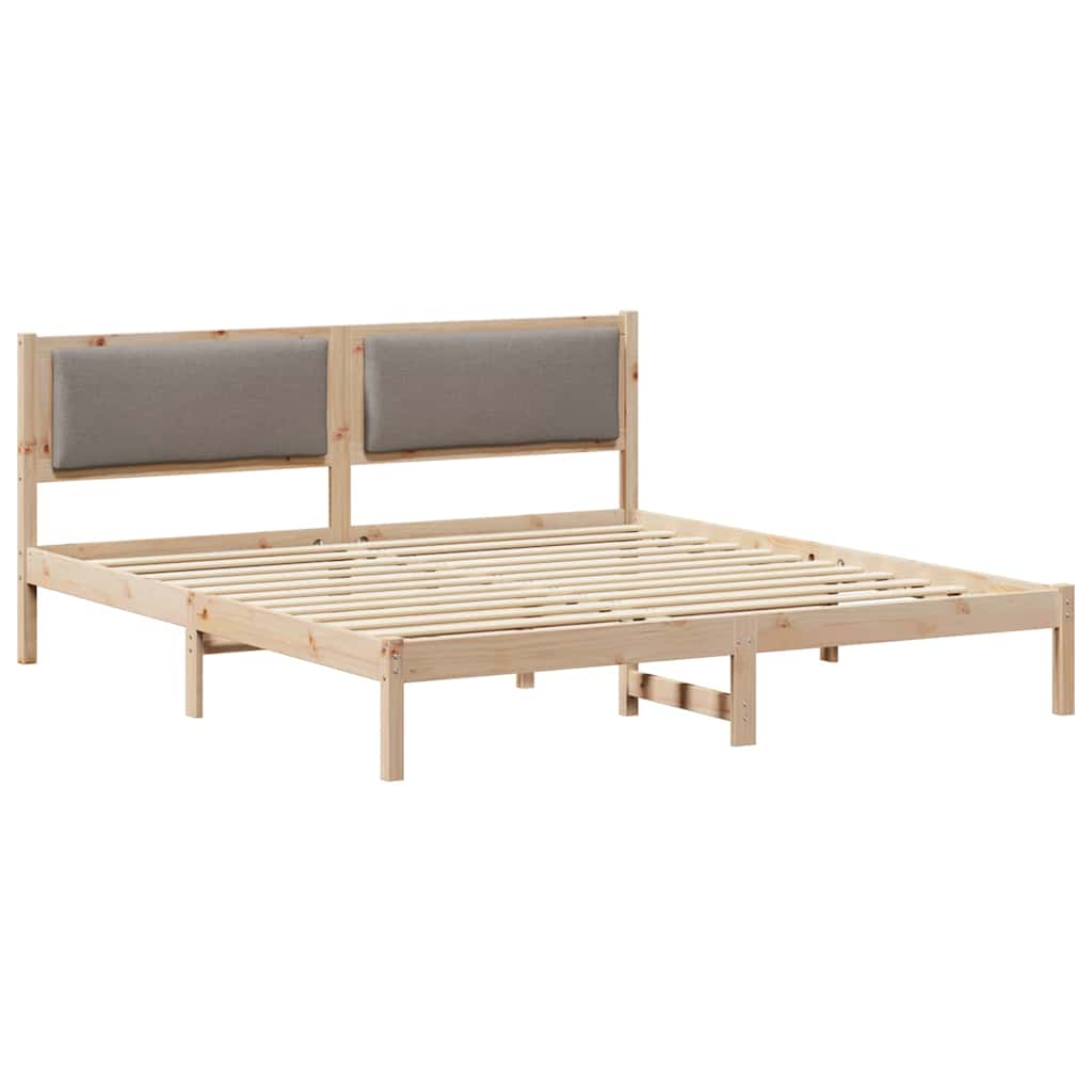 Rám Postele S Čelo Taupe 180 X 200 Cm Masivní Borové Dřevo