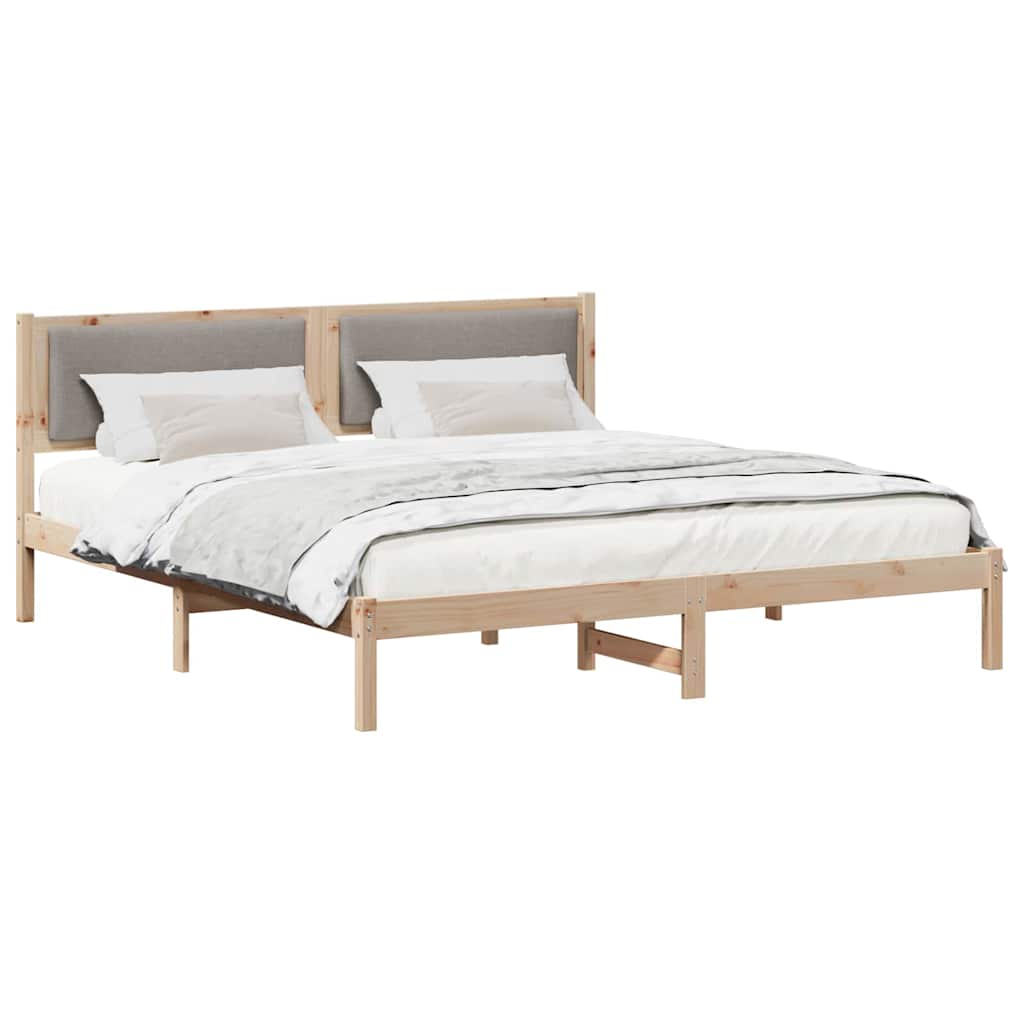 Rám Postele S Čelo Taupe 180 X 200 Cm Masivní Borové Dřevo