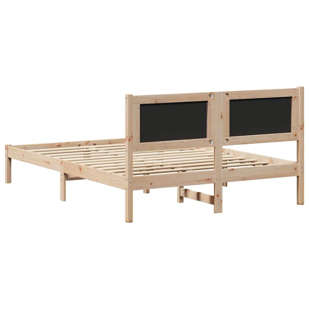 Rám Postele S Čelo Černá 160 X 200 Cm Masivní Borové Dřevo