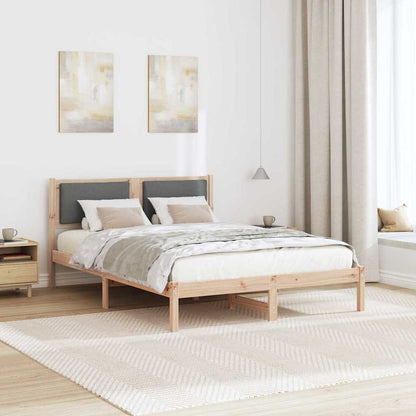 Rám Postele S Čelo Tmavě Šedá 150 X 200 Cm Masivní Borové Dřevo