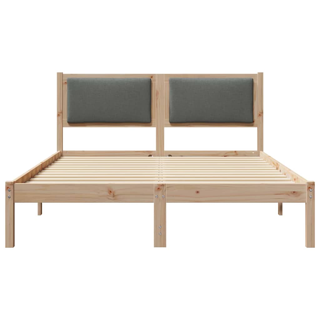 Rám Postele S Čelo Tmavě Šedá 150 X 200 Cm Masivní Borové Dřevo