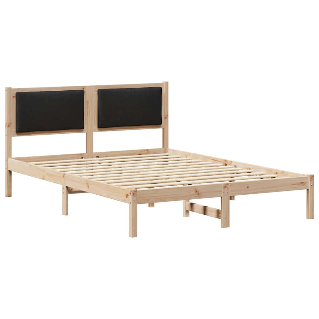 Rám Postele S Čelo Černá 150 X 200 Cm Masivní Borové Dřevo