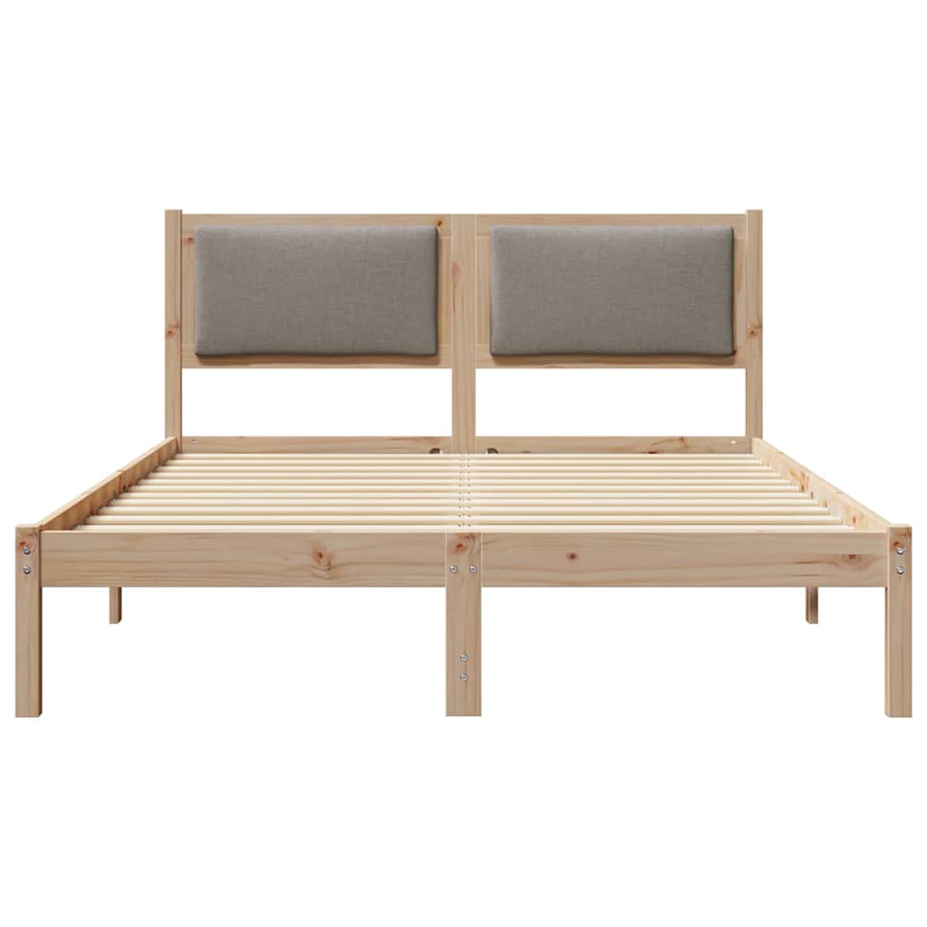 Rám Postele S Čelo Taupe 150 X 200 Cm Masivní Borové Dřevo