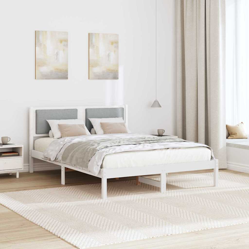 Rám Postele Světle Šedá 150 X 200 Cm Masivní Borové Dřevo