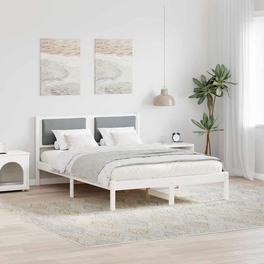 Rám Postele Světle Šedá 140 X 200 Cm Masivní Borové Dřevo
