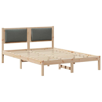 Rám Postele S Čelo Tmavě Šedá 135 X 190 Cm Masivní Borové Dřevo
