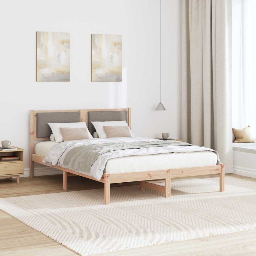 Rám Postele S Čelo Taupe 135 X 190 Cm Masivní Borové Dřevo