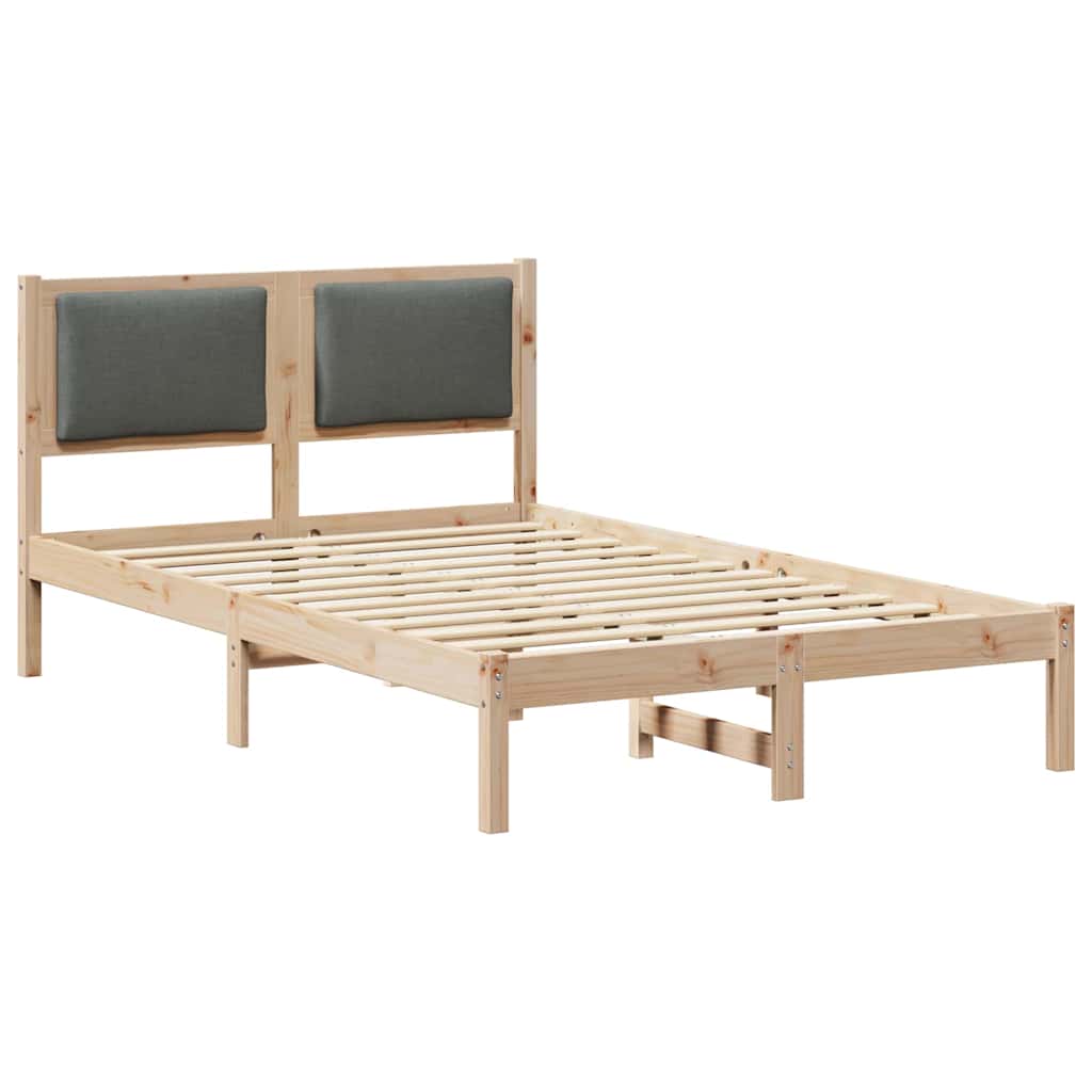 Rám Postele S Čelo Tmavě Šedá 120 X 190 Cm Masivní Borové Dřevo