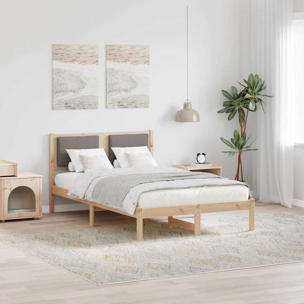 Rám Postele S Čelo Taupe 120 X 190 Cm Masivní Borové Dřevo