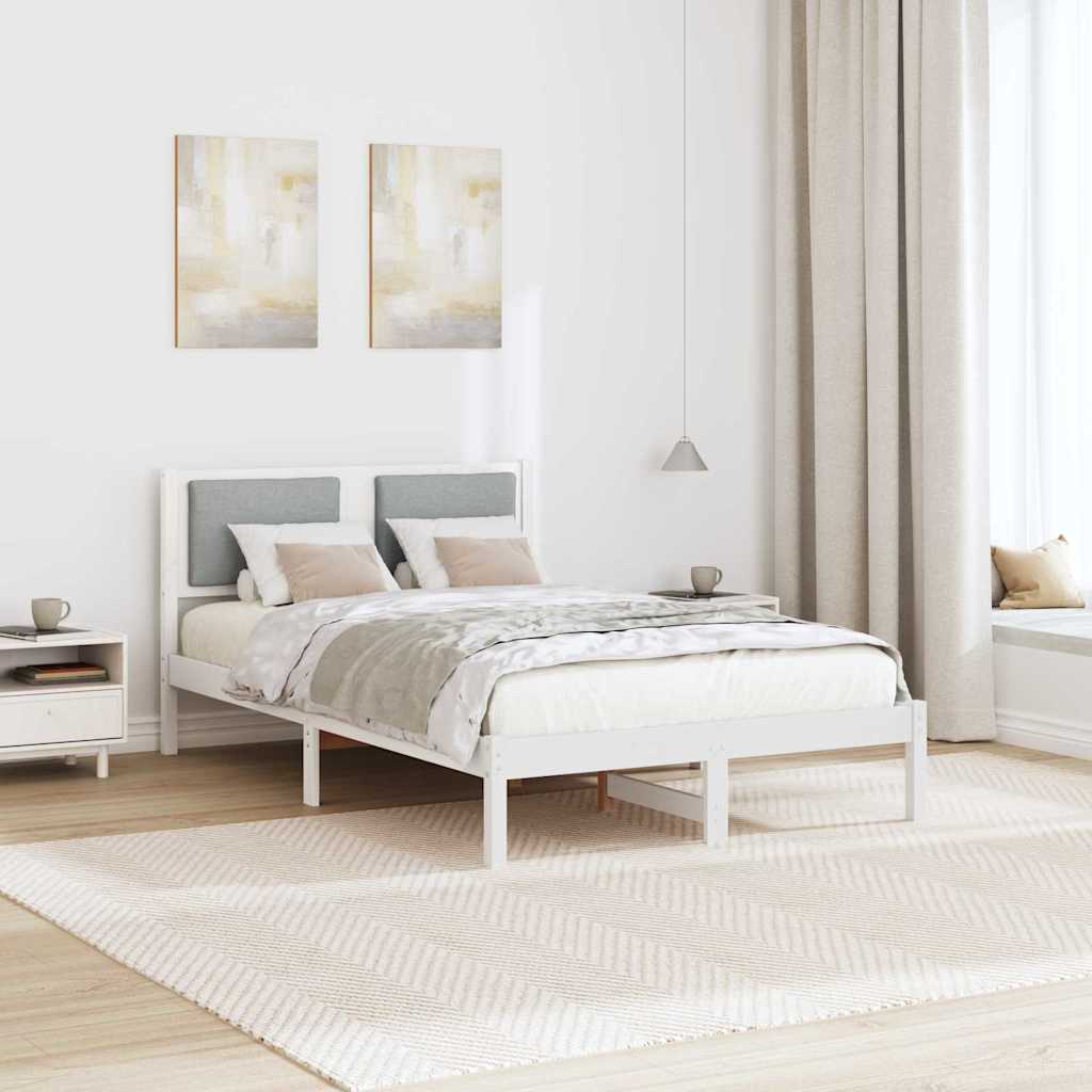 Rám Postele Světle Šedá 120 X 190 Cm Masivní Borové Dřevo
