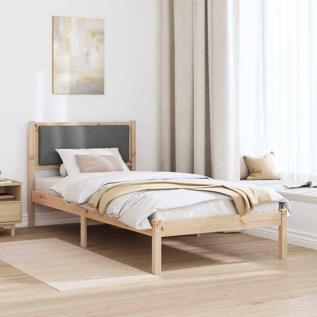 Rám Postele S Čelo Tmavě Šedá 100 X 200 Cm Masivní Borové Dřevo