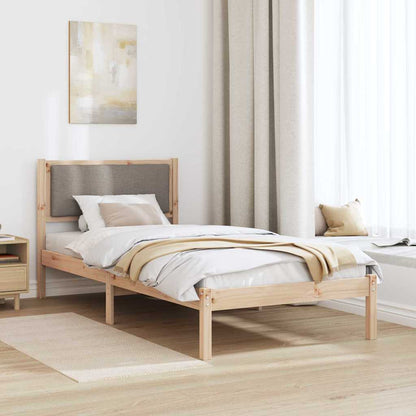 Rám Postele S Čelo Taupe 100 X 200 Cm Masivní Borové Dřevo