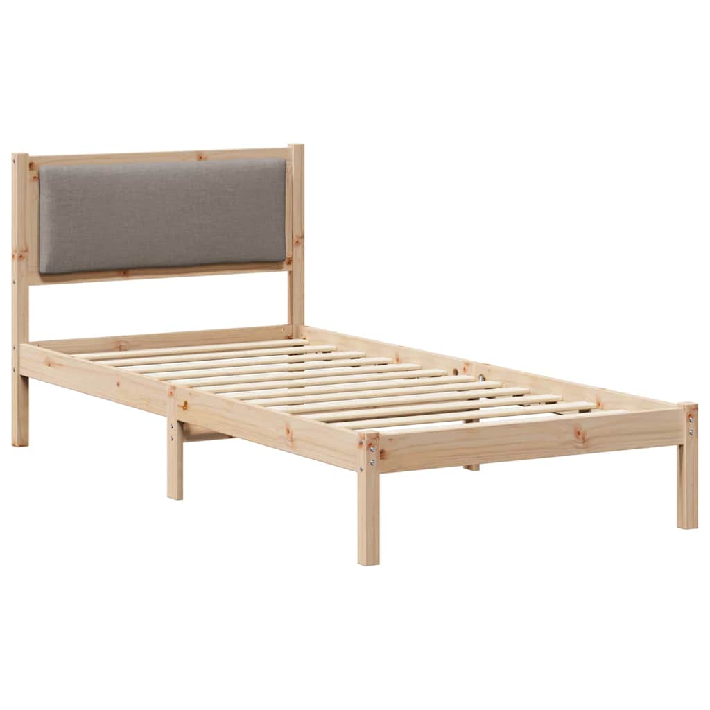 Rám Postele S Čelo Taupe 100 X 200 Cm Masivní Borové Dřevo