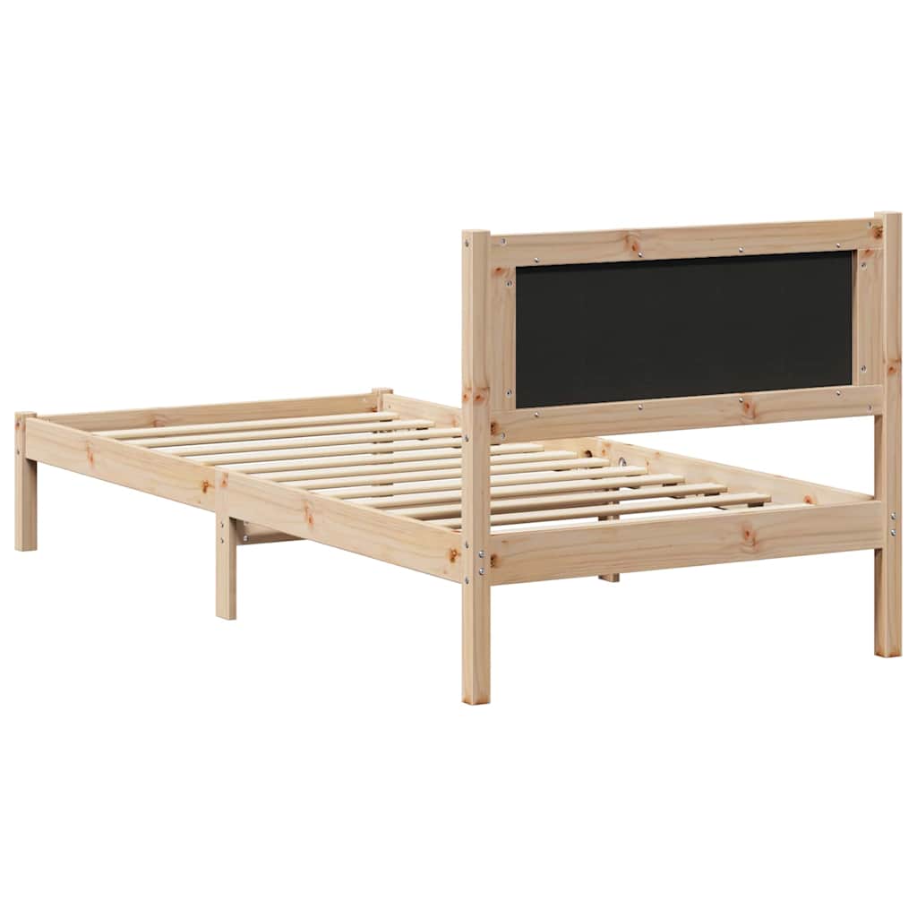 Rám Postele S Čelo Světle Šedá 90 X 200 Cm Masivní Borové Dřevo