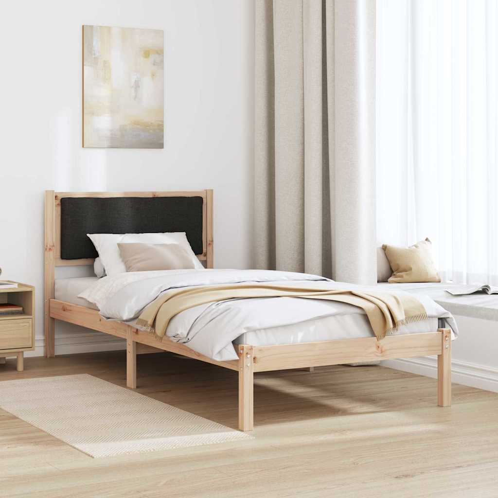 Rám Postele S Čelo Černá 90 X 200 Cm Masivní Borové Dřevo