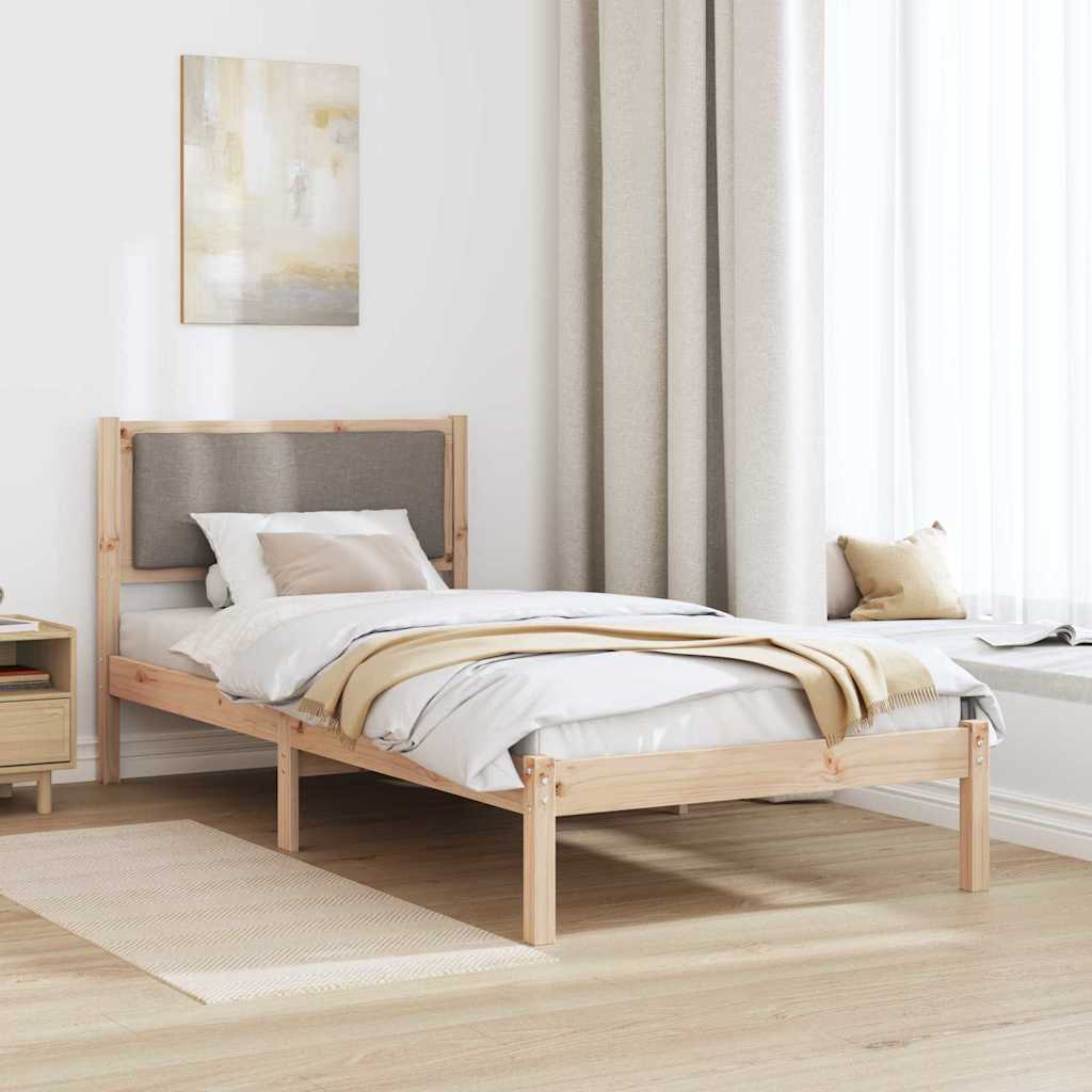 Rám Postele S Čelo Taupe 90 X 200 Cm Masivní Borové Dřevo