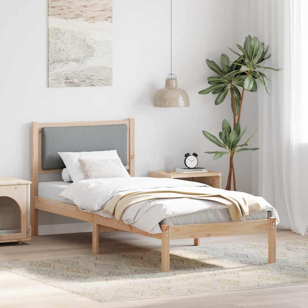 Rám Postele S Čelo Světle Šedá 80 X 200 Cm Masivní Borové Dřevo