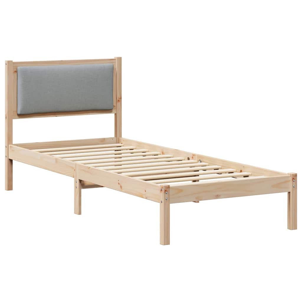 Rám Postele S Čelo Světle Šedá 80 X 200 Cm Masivní Borové Dřevo