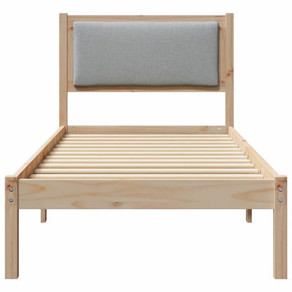 Rám Postele S Čelo Světle Šedá 80 X 200 Cm Masivní Borové Dřevo