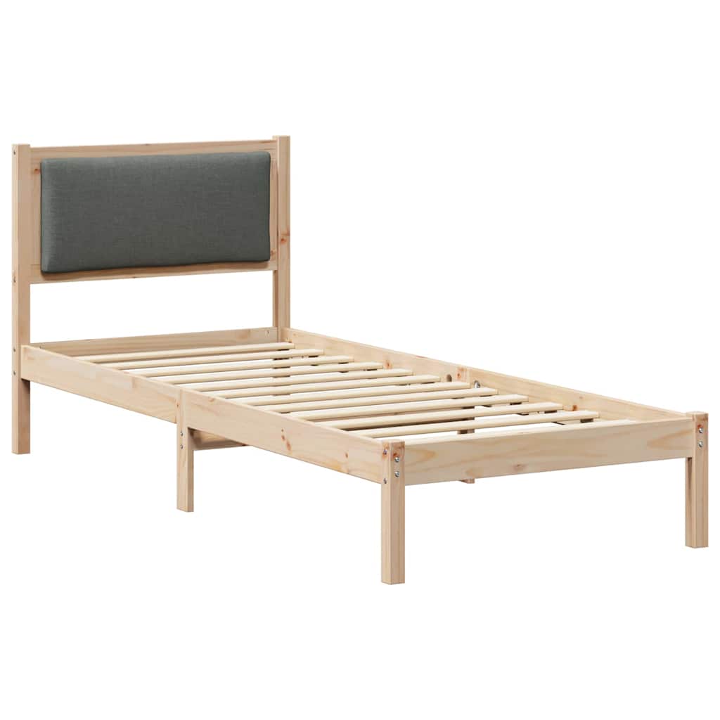 Rám Postele S Čelo Tmavě Šedá 80 X 200 Cm Masivní Borové Dřevo