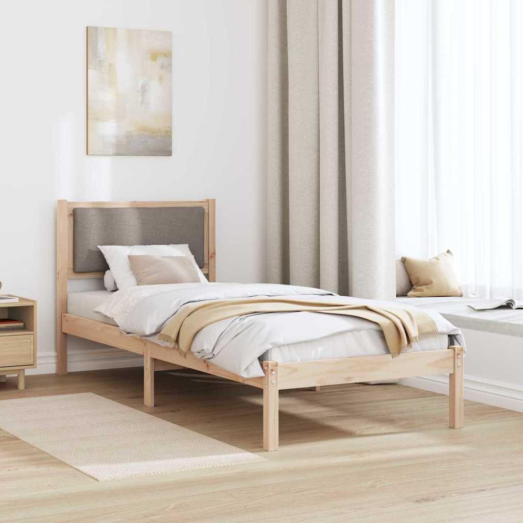 Rám Postele S Čelo Taupe 80 X 200 Cm Masivní Borové Dřevo