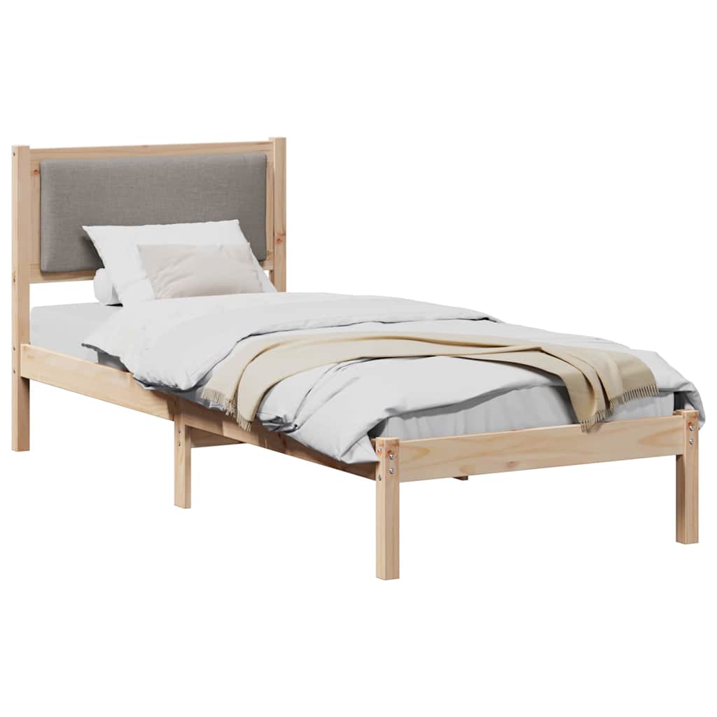 Rám Postele S Čelo Taupe 80 X 200 Cm Masivní Borové Dřevo