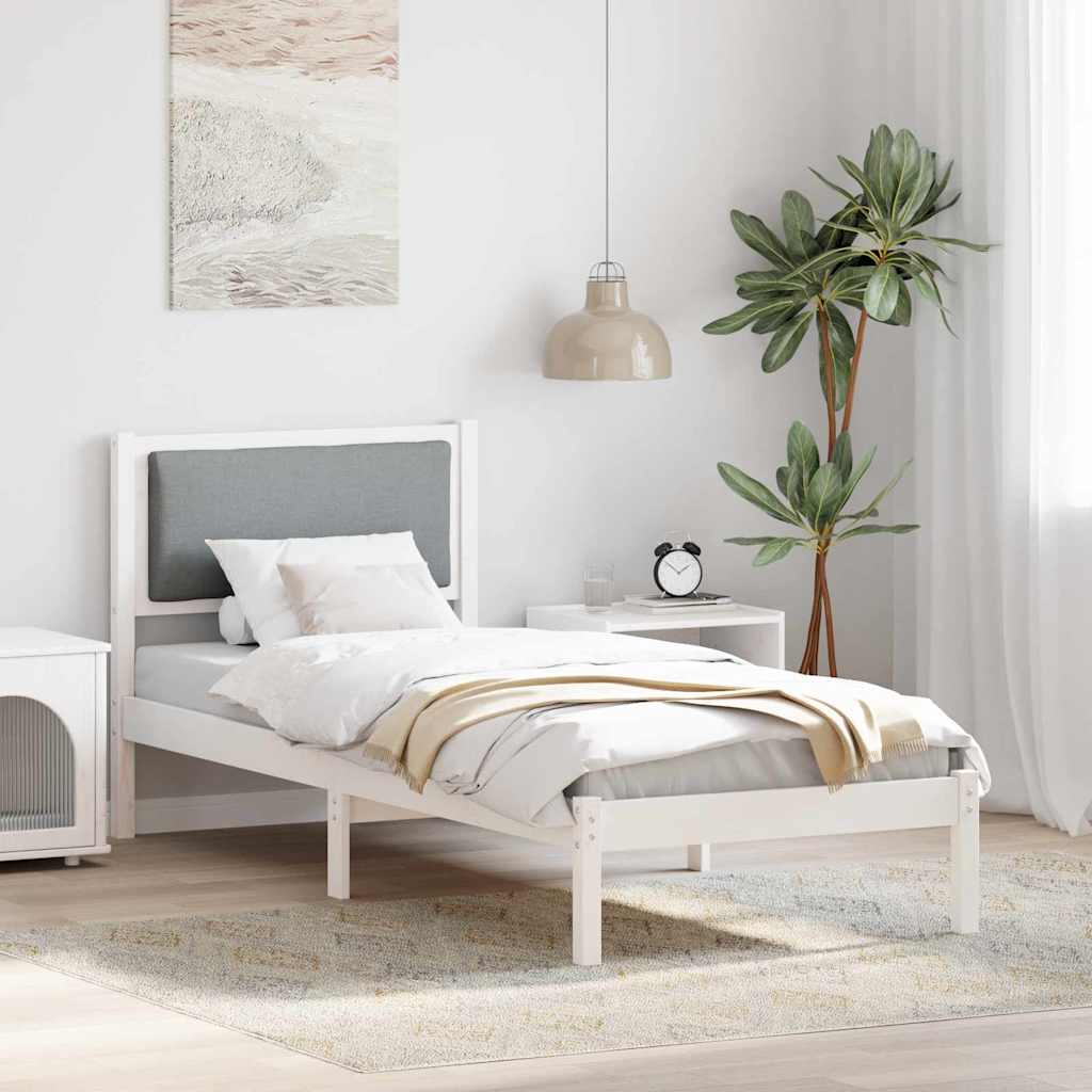 Rám Postele S Čelo Světle Šedá 80 X 200 Cm Masivní Borové Dřevo