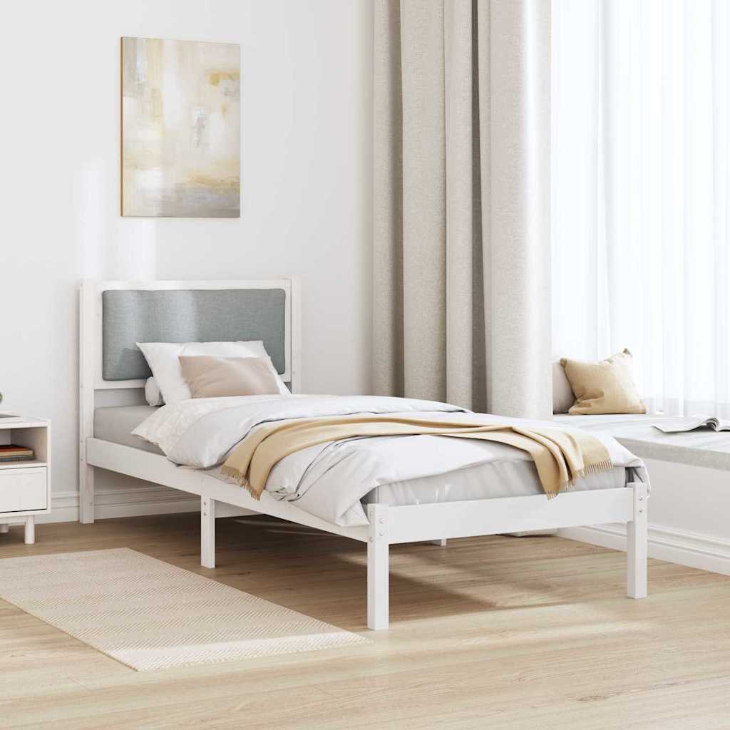 Rám Postele S Čelo Světle Šedá 80 X 200 Cm Masivní Borové Dřevo