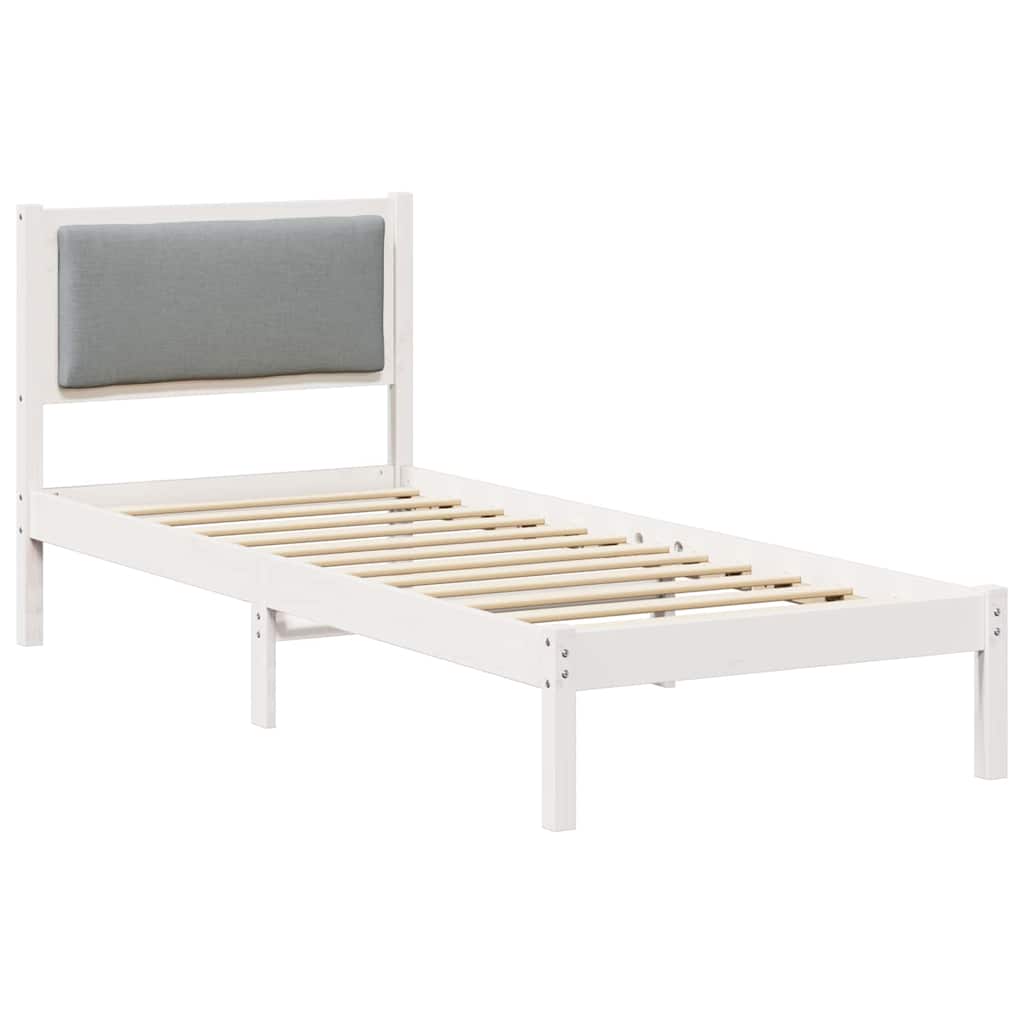 Rám Postele S Čelo Světle Šedá 80 X 200 Cm Masivní Borové Dřevo