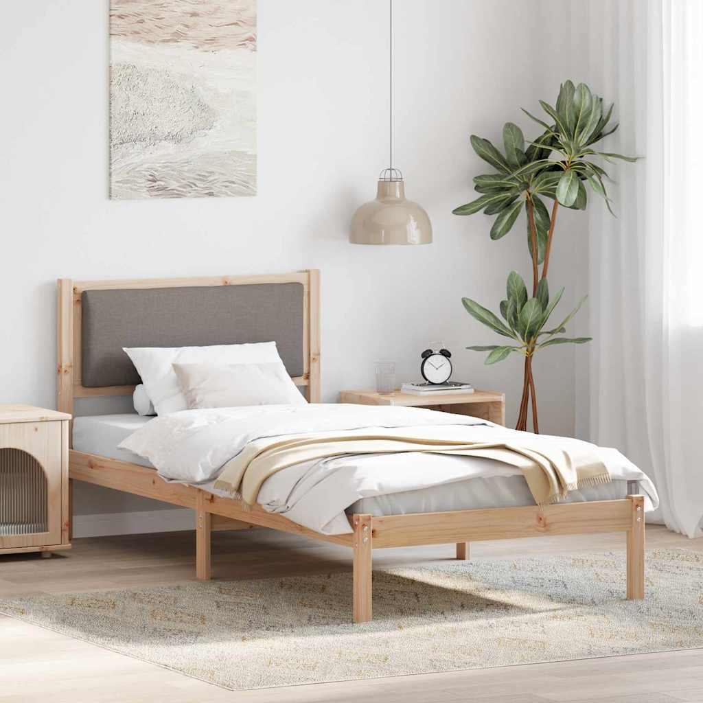 Rám Postele S Čelo Taupe 90 X 190 Cm Masivní Borové Dřevo