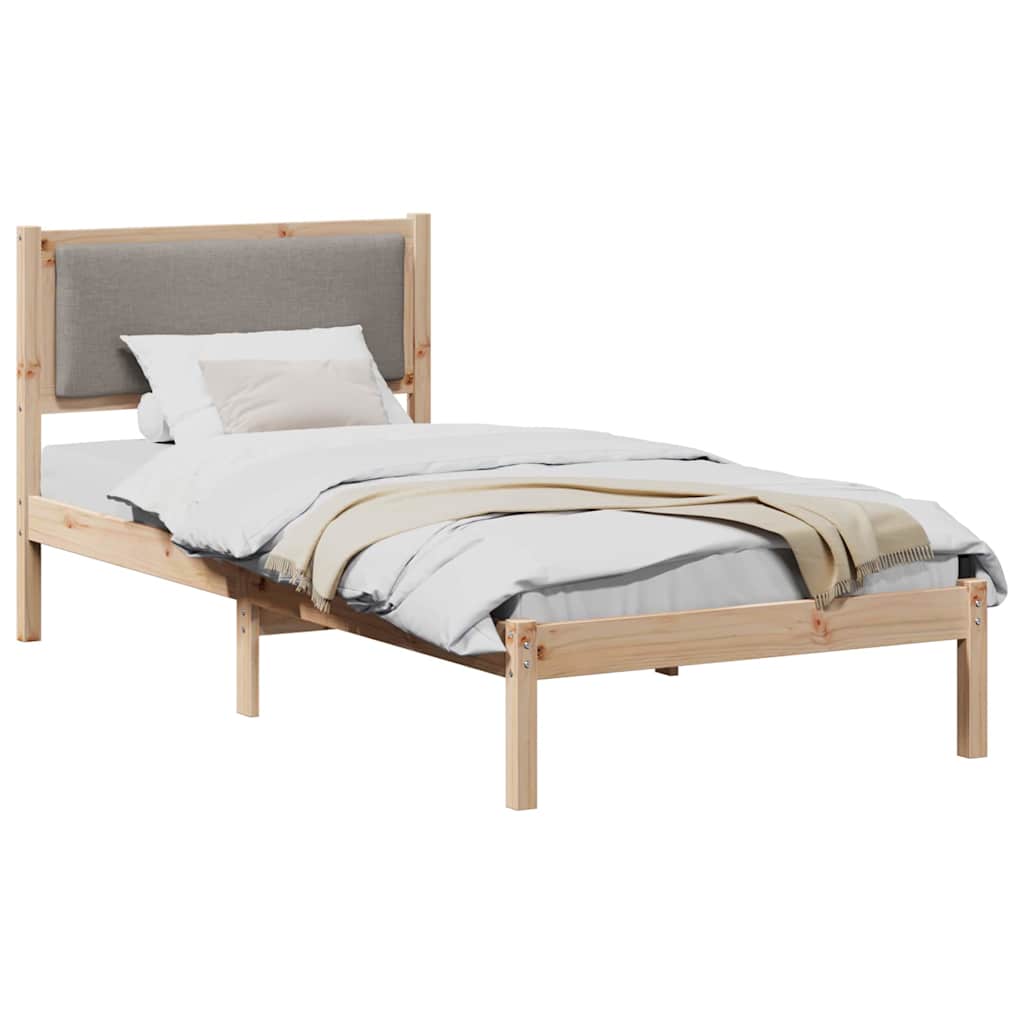 Rám Postele S Čelo Taupe 90 X 190 Cm Masivní Borové Dřevo