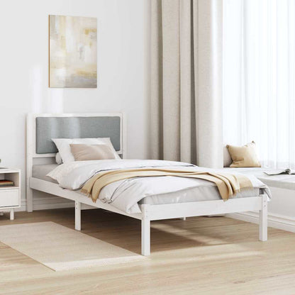 Rám Postele S Čelo Světle Šedá 90 X 190 Cm Masivní Borové Dřevo