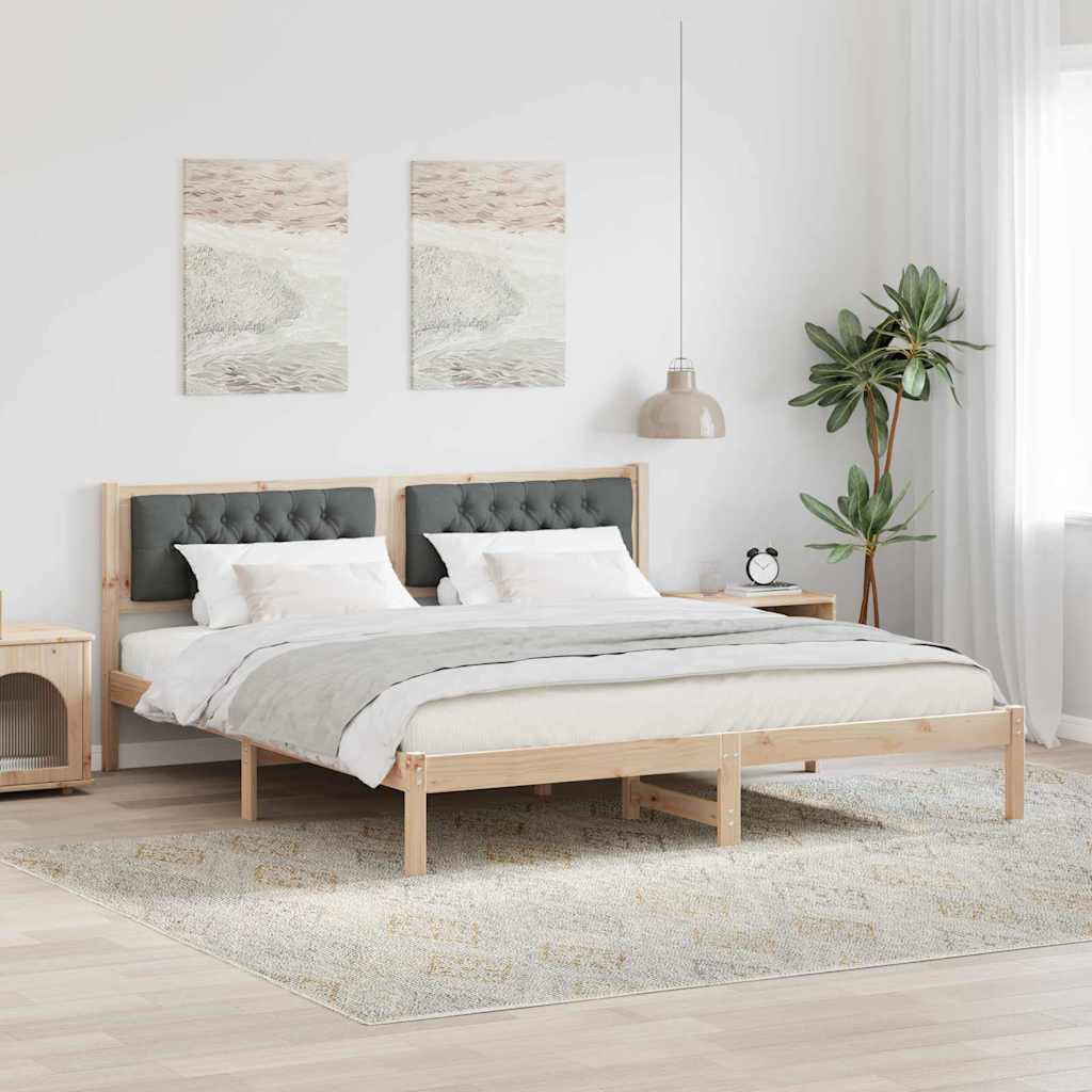 Rám Postele S Čelo Tmavě Šedá 160 X 200 Cm Masivní Borové Dřevo