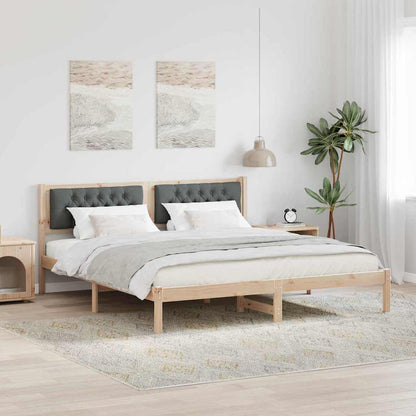 Rám Postele S Čelo Tmavě Šedá 160 X 200 Cm Masivní Borové Dřevo